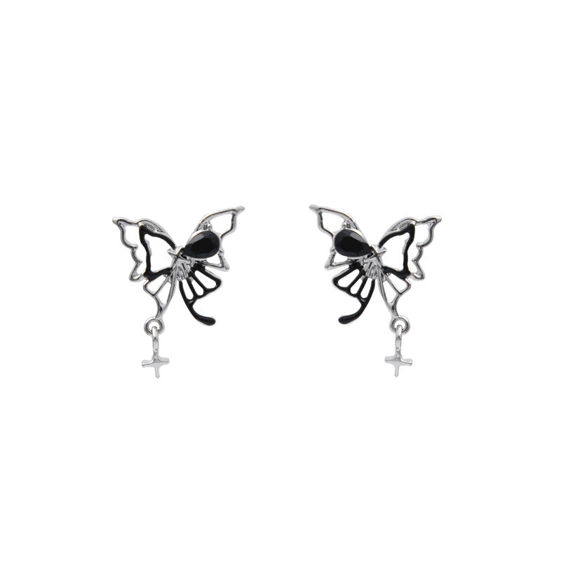 Wholesale Liquid Butterfly Hollow Alloy Earrings